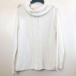 Jeanne Pierre White Turtleneck Knit Knit Sweater- Size Large